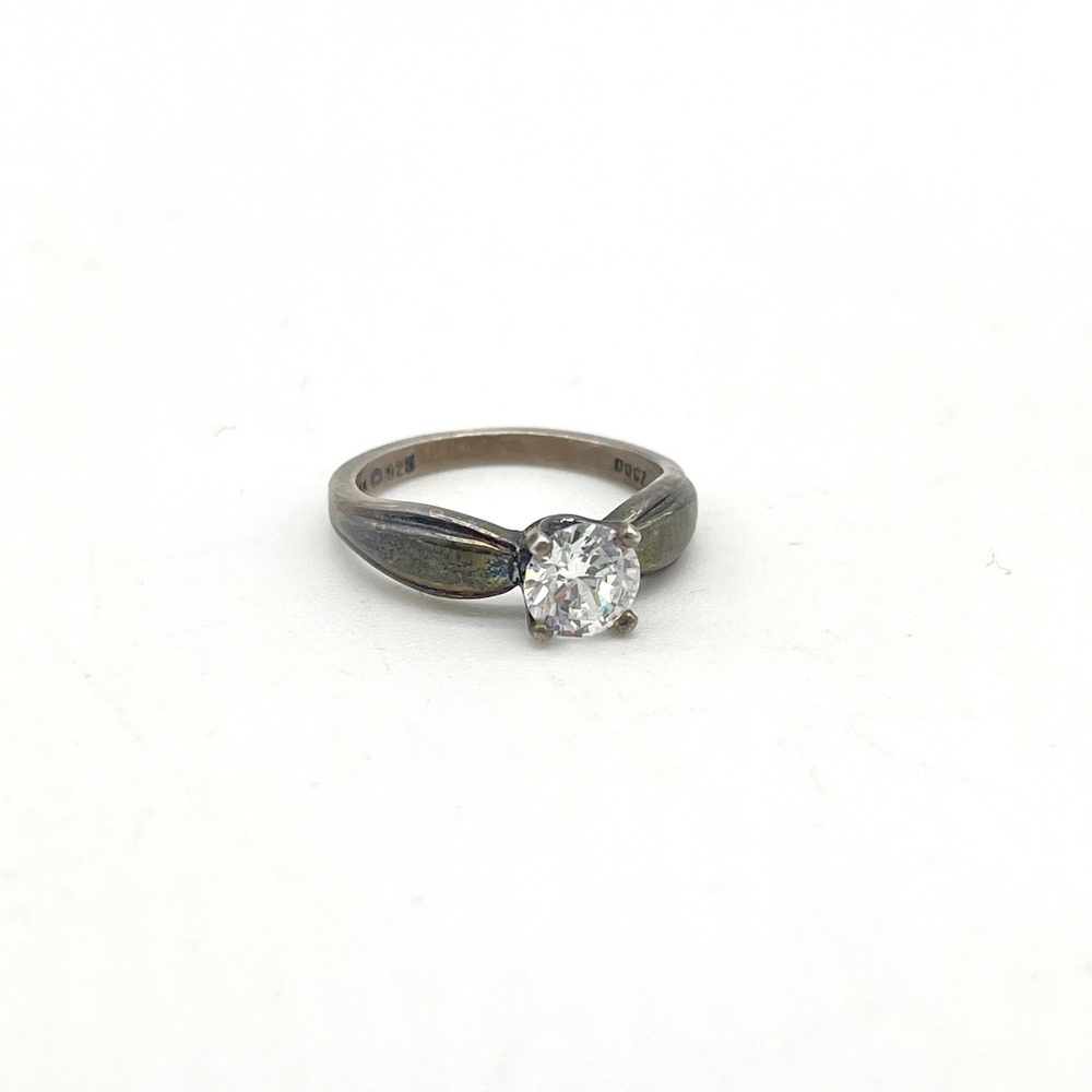 Kabana 925 Sterling Silver Ring‎ Round Cut CZ Solitaire Vintage Size 6